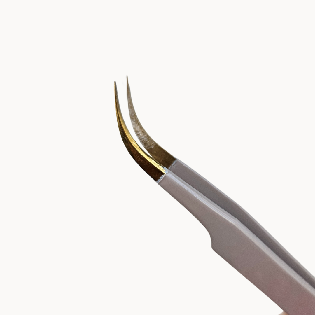 Curved Gold Tip Isolating Tweezers